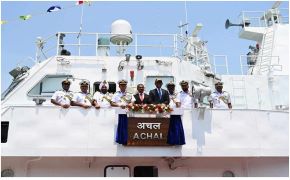 Indian Coast Guard inducted the new-generation Adamya-class Fast Patrol Vessel (FPV) ICGS Achal